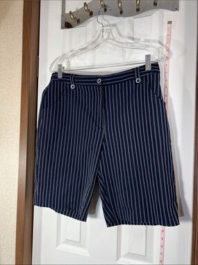 EP Pro Navy Pinstripe Women’s Flat Front Shorts
